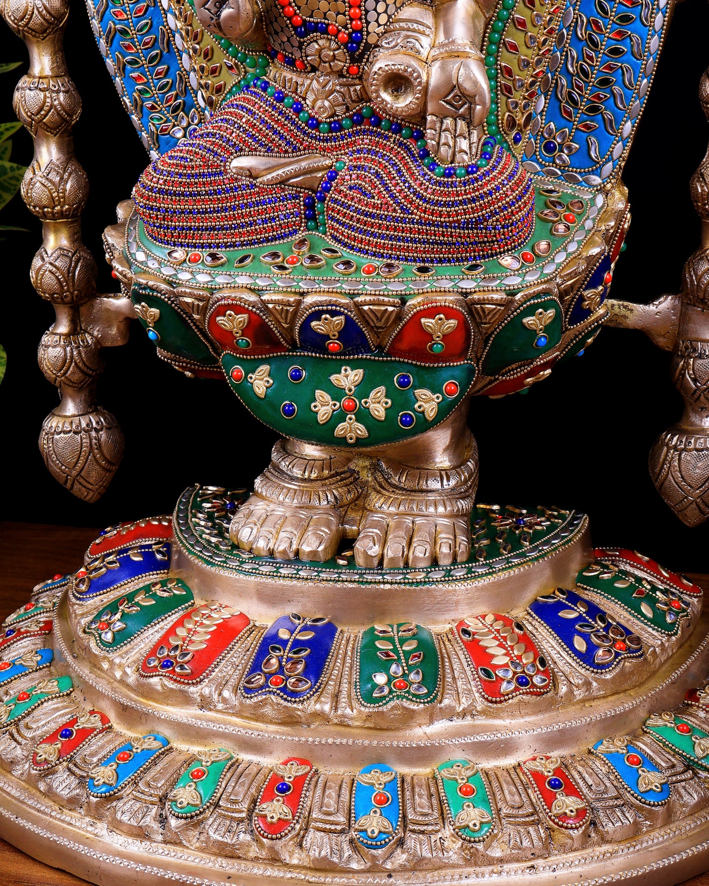 Pure Brass Tirupati Balaji Statue with Lakshmi 34.5 inch meenakari Stonework