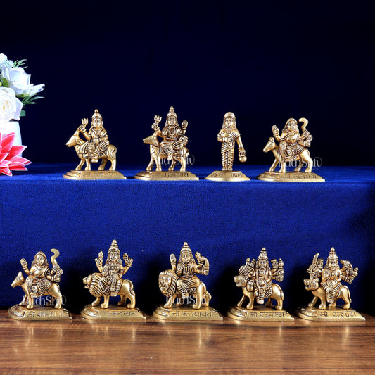 Brass Navdurga Idol Set – Nine Forms of Divine Shakti 4 inch
