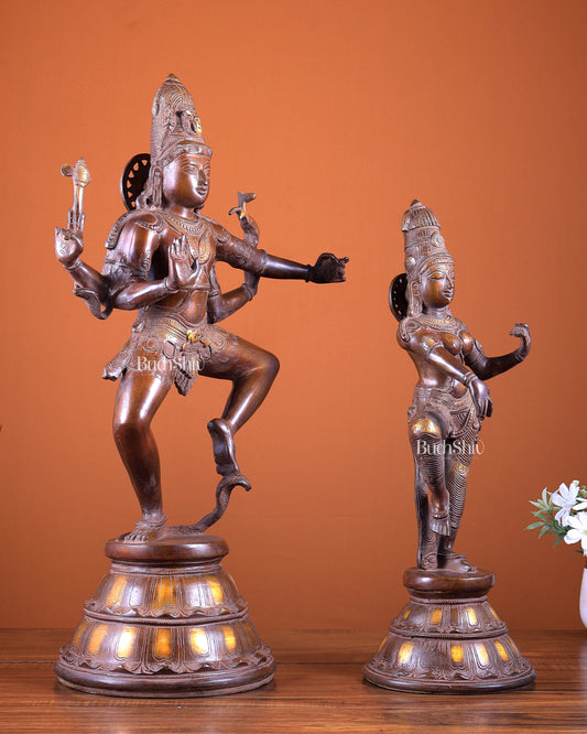 Brass Shiva and Parvati Dancing  idols– 22"