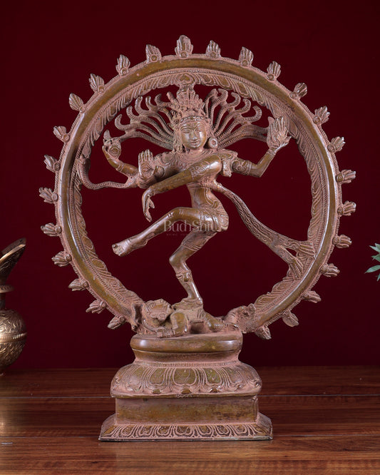 Vintage Brass Nataraja Statue – Patina Tone 14 inch