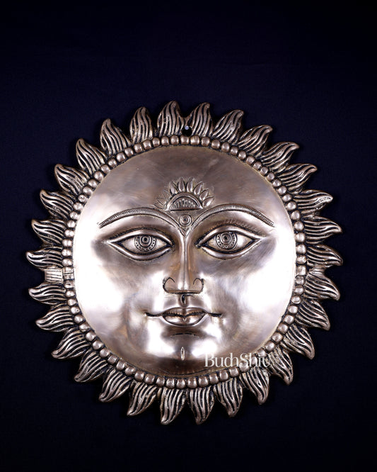 Brass Surya Dev Wall Hanging – Sacred Sun God Heritage Artefact 17 inch