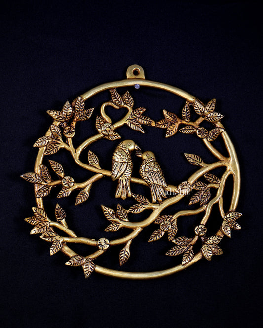 Brass Kalpavriksha Tree Wall Hanging Frame | Round Brass Wall Art 9 inch