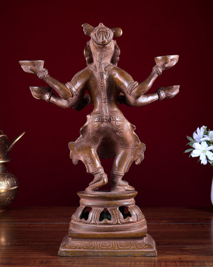 Brass Dancing Deep Lady Pavaai Vilakku | 6 Arms | 14-inch