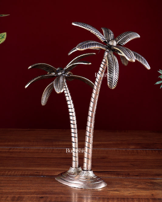 Brass Twin Palm Tree Decorative Showpiece – Vastu Approved Artefact 10 inch
