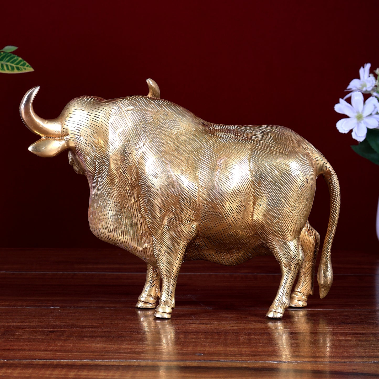 Pure Brass Standing Himalayan Yak Bull Statue