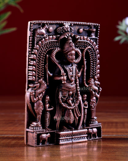 Pure Copper Veerabhadra Swamy Idol – Fierce Guardian Form of Lord Shiva 4 inch