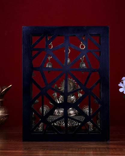 Brass Ganesha Temple Frame with Mooshak, Diyas & Bells 12 inch