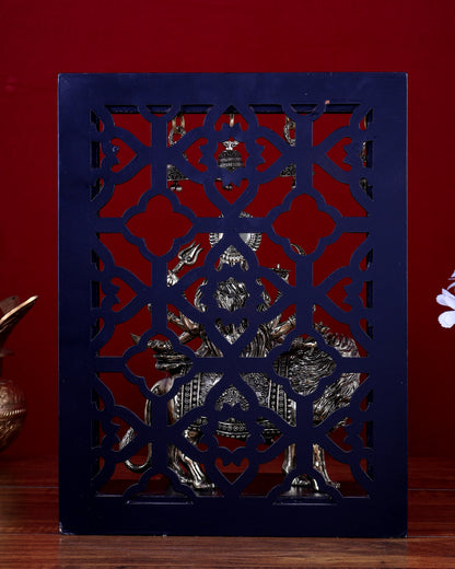 Brass Superfine Durga Mata Idol with Hanging Bells – MDF Temple Frame Panel 12 inch