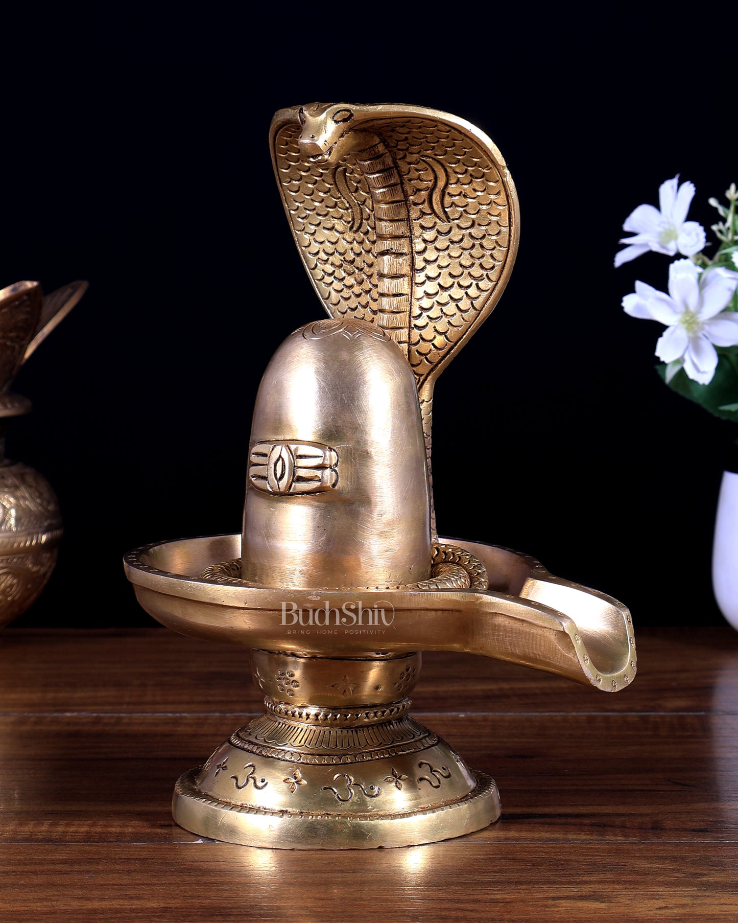 Pure Brass Shiva Lingam – Handcrafted Sacred Sculpture 9 inch