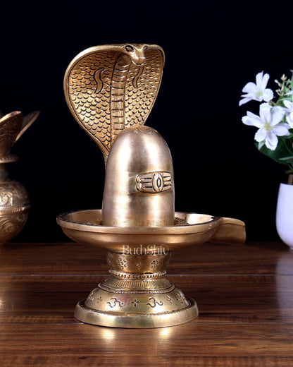 Pure Brass Shiva Lingam – Handcrafted Sacred Sculpture 9 inch