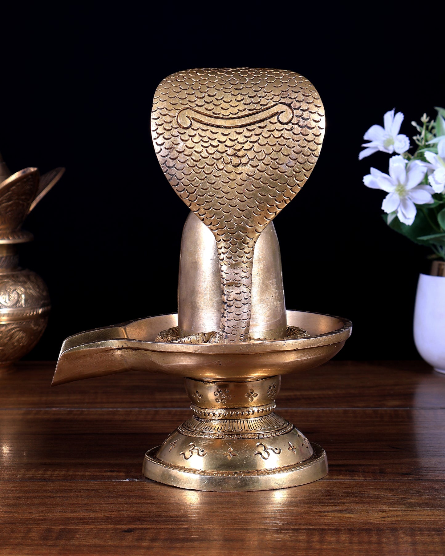 Pure Brass Shiva Lingam – Handcrafted Sacred Sculpture 9 inch