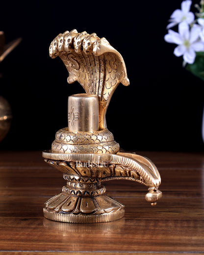 Brass Superfine Shiva Lingam – Compact Sacred Idol 5.1 inch