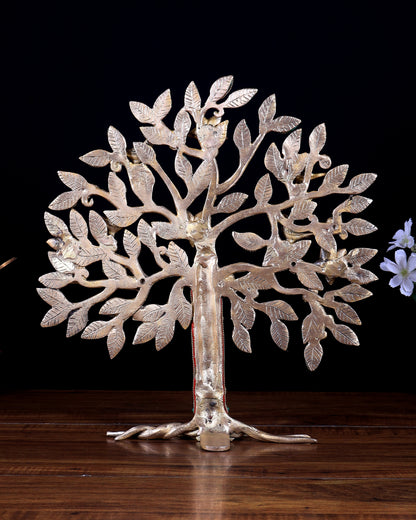 Pure brass standing tree 13 inch meenakari Stonework
