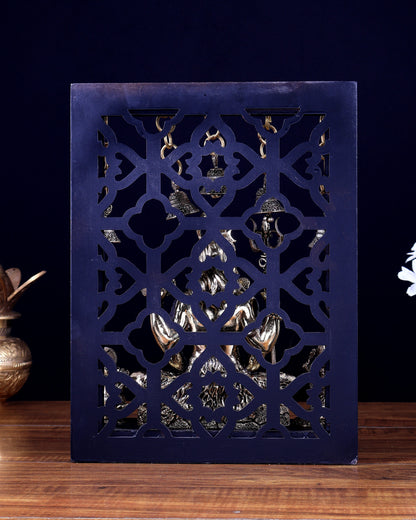 Brass Shiva with Kartikeya & Ganesha – Father–Son Divine Bond Idol on MDF Base 12 inch