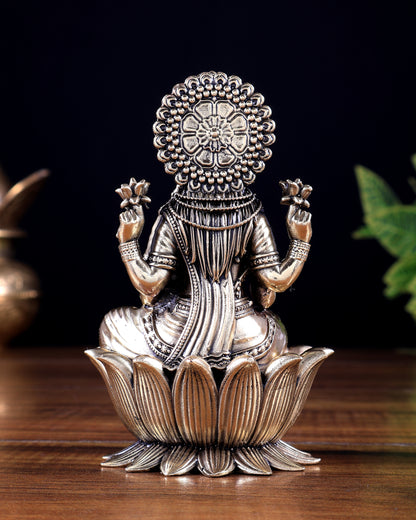 Brass Superfine Goddess Lakshmi on Lotus Idol 5 inch