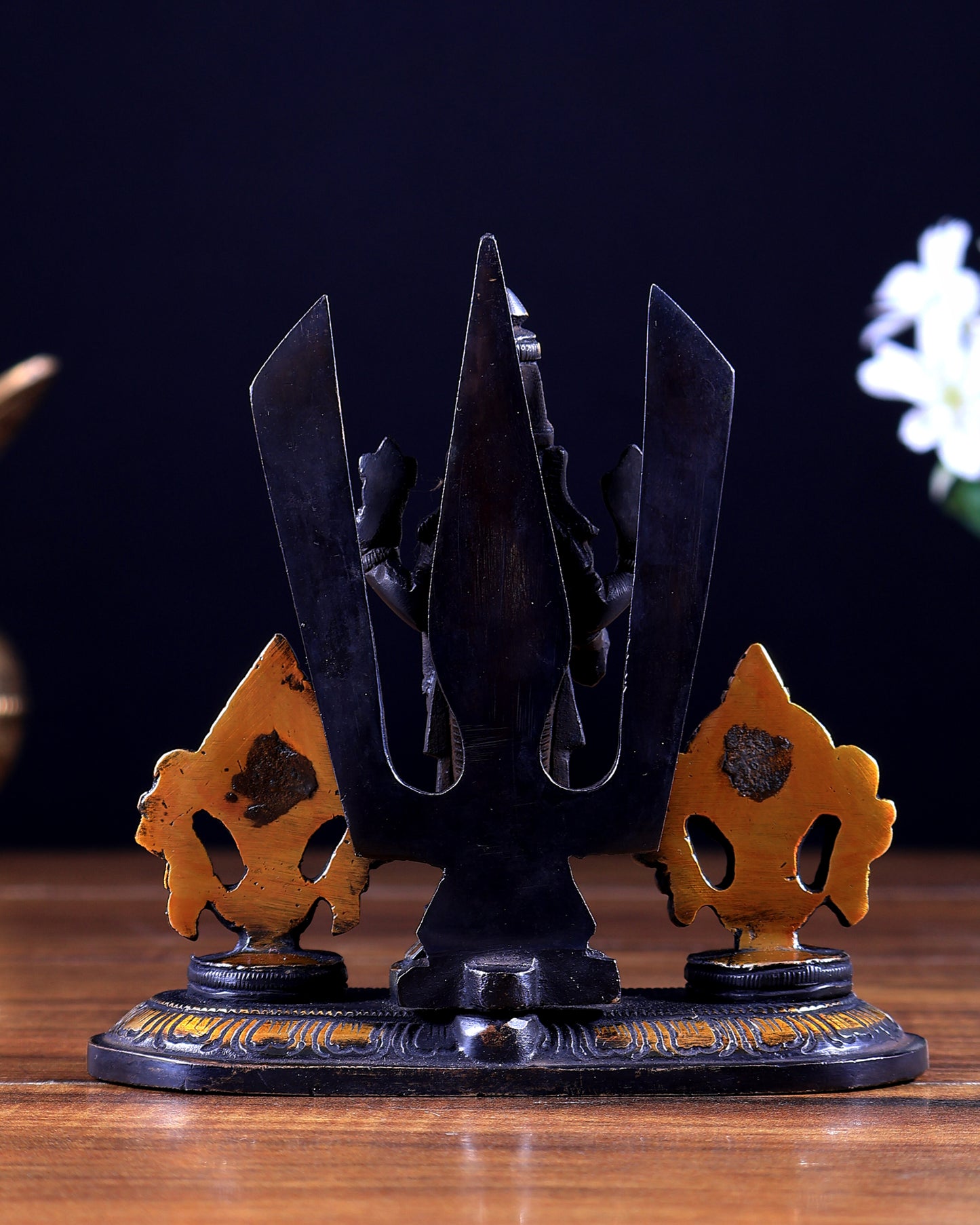 Brass Tirupati balaji Shankh Chakra Namah idol 5 inch black gold