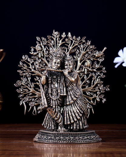Brass Superfine Radha Krishna with Kalpavriksha Tree Idol Set 6 inch