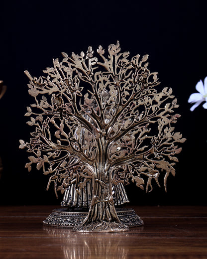 Brass Superfine Radha Krishna with Kalpavriksha Tree Idol Set 6 inch