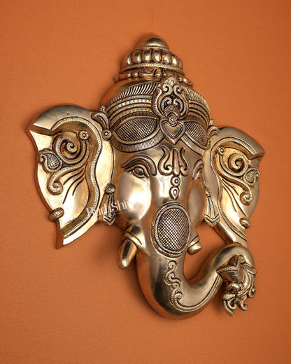 Ganesha Face Wall Hanging – Superfine Heavy Brass 11 inch