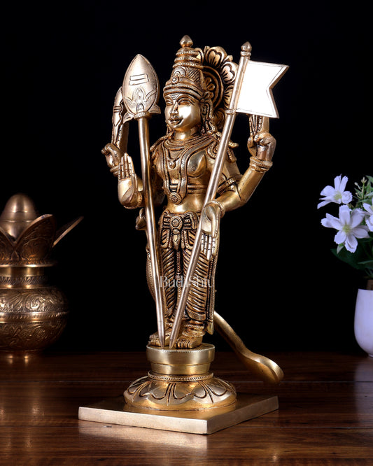 Brass Murugan Statue – Superfine Heavy Brass 12 inch