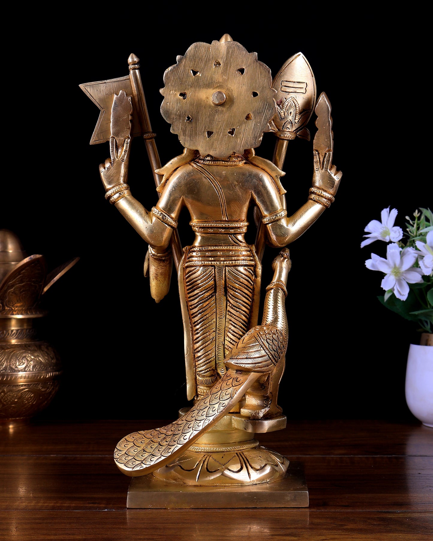 Brass Murugan Statue – Superfine Heavy Brass 12 inch