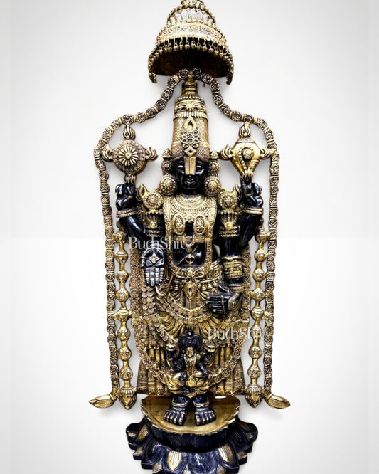 Pure Brass Tirupati Balaji with Goddess Lakshmi – Grand Sculpture 57 inch