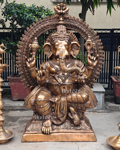 Massive Pure Brass Lord Ganesha Statue – 230 kg | 6 Feet Tall