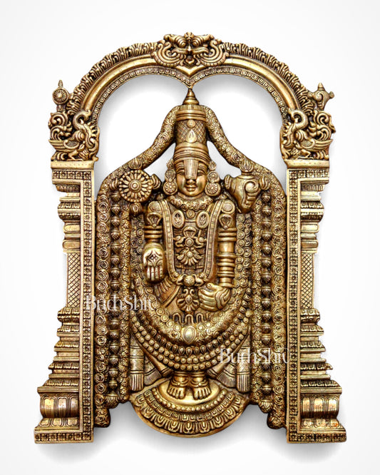 Brass Superfine Tirupati Balaji Wall Hanging Statue – Handcrafted Divine Wall Idol 25 inch