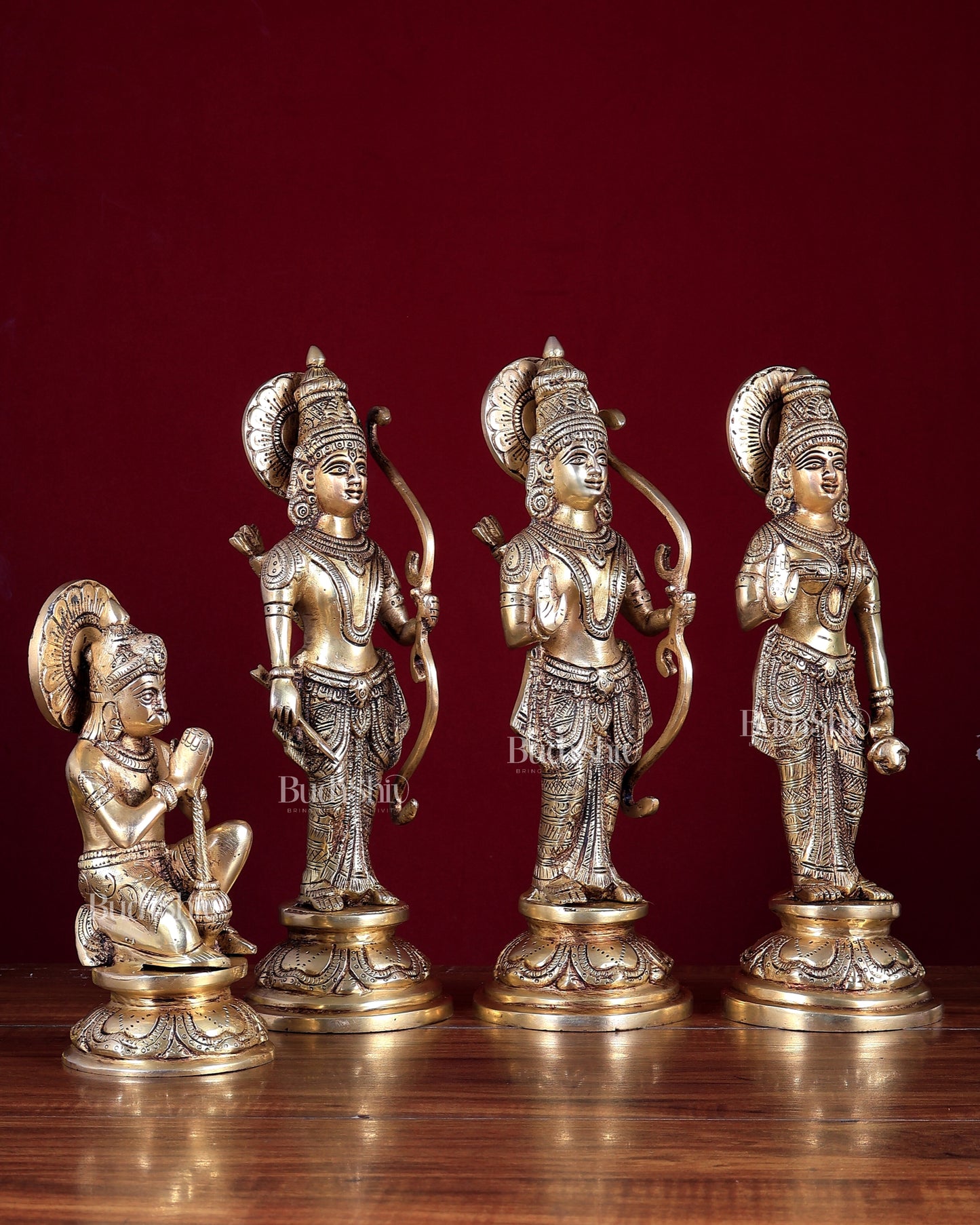 Brass Ram Darbar Idol Set with Enhanced Carvings 12 inch