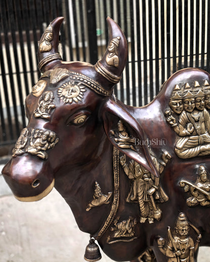 Brass Large Kamadhenu Cow with Calf – 53"