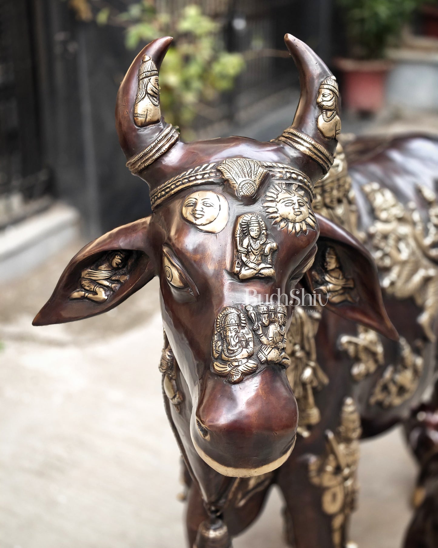 Brass Large Kamadhenu Cow with Calf – 53"