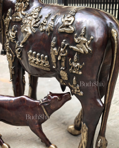 Brass Large Kamadhenu Cow with Calf – 53"