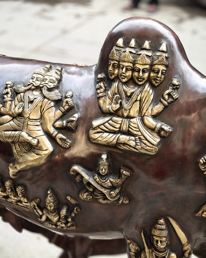 Brass Large Kamadhenu Cow with Calf – 53"