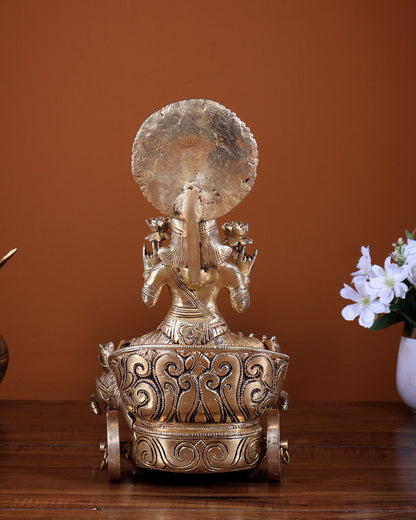 Brass Surya Rath Chariot with seven horses - 12" Height