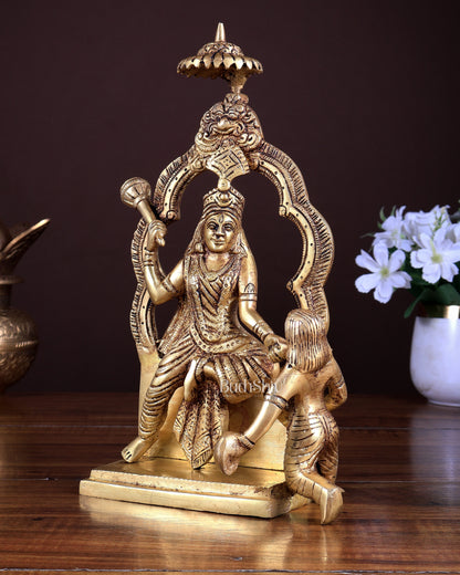 Brass Baglamukhi Mata Statue | Divine Goddess Idol for Protection & Power (10 Inch)