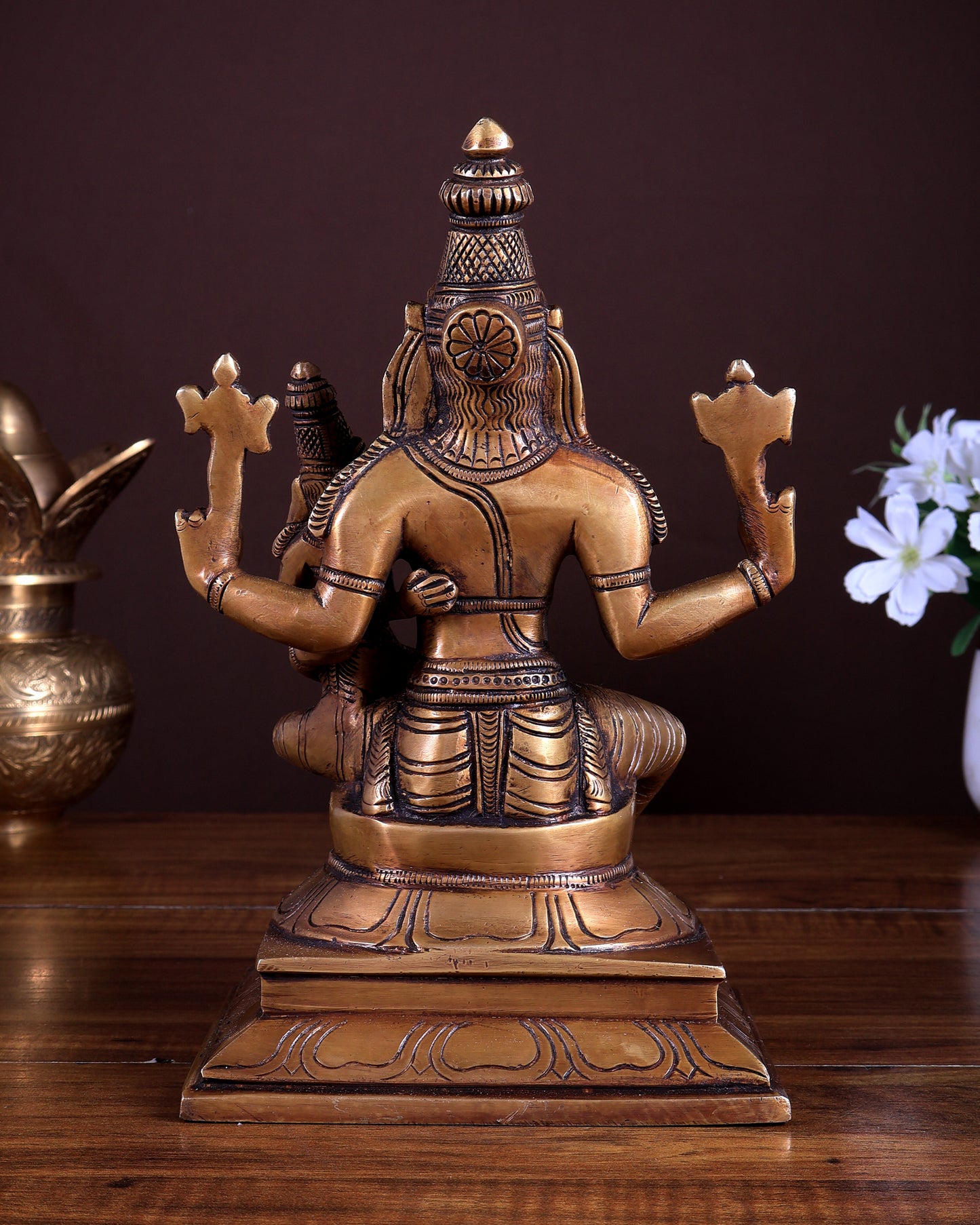Pure Brass Lakshmi Narasimha Statue | Height: 9 inch