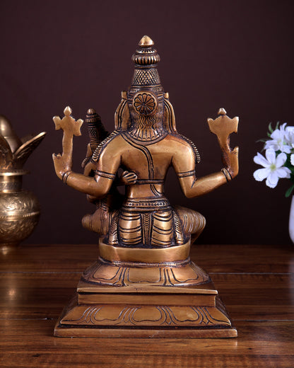Pure Brass Lakshmi Narasimha Statue | Height: 9 inch