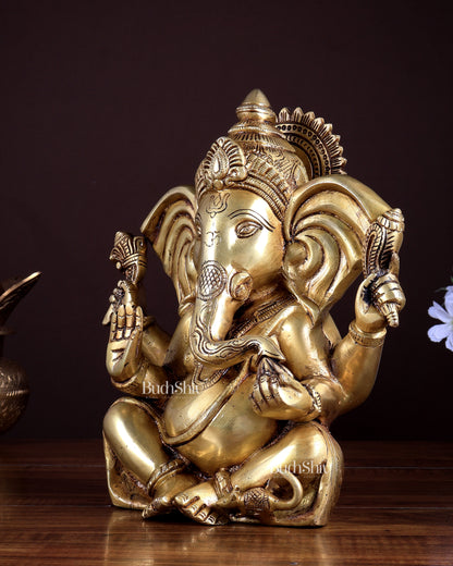 Brass Superfine Lord Ganesha Statue | 10 Inch Ganapati Idol