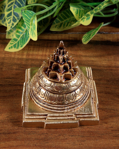 Brass Superfine Maha Meru Shree Yantra | Sacred Vastu & Prosperity Energizer (3.5 Inch)