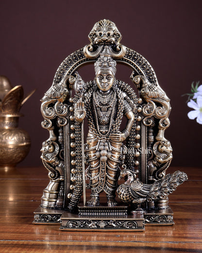 Brass Superfine Murugan Swamy Idol | Divine Handcrafted Kartikeya Murti (8 Inch)