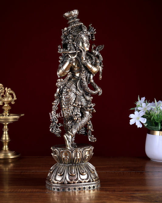 Brass Superfine Lord Krishna Idol | Intricately Handcrafted Divine Sculpture 15 inch (38 cm)