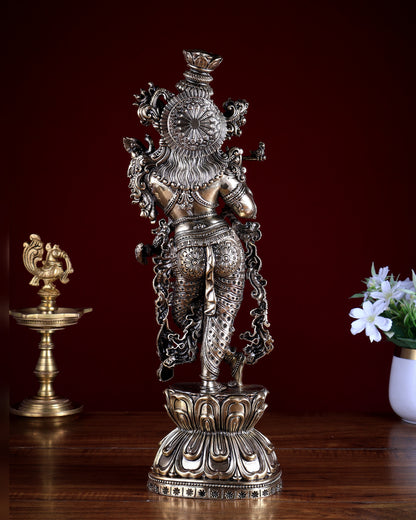 Brass Superfine Lord Krishna Idol | Intricately Handcrafted Divine Sculpture 15 inch (38 cm)