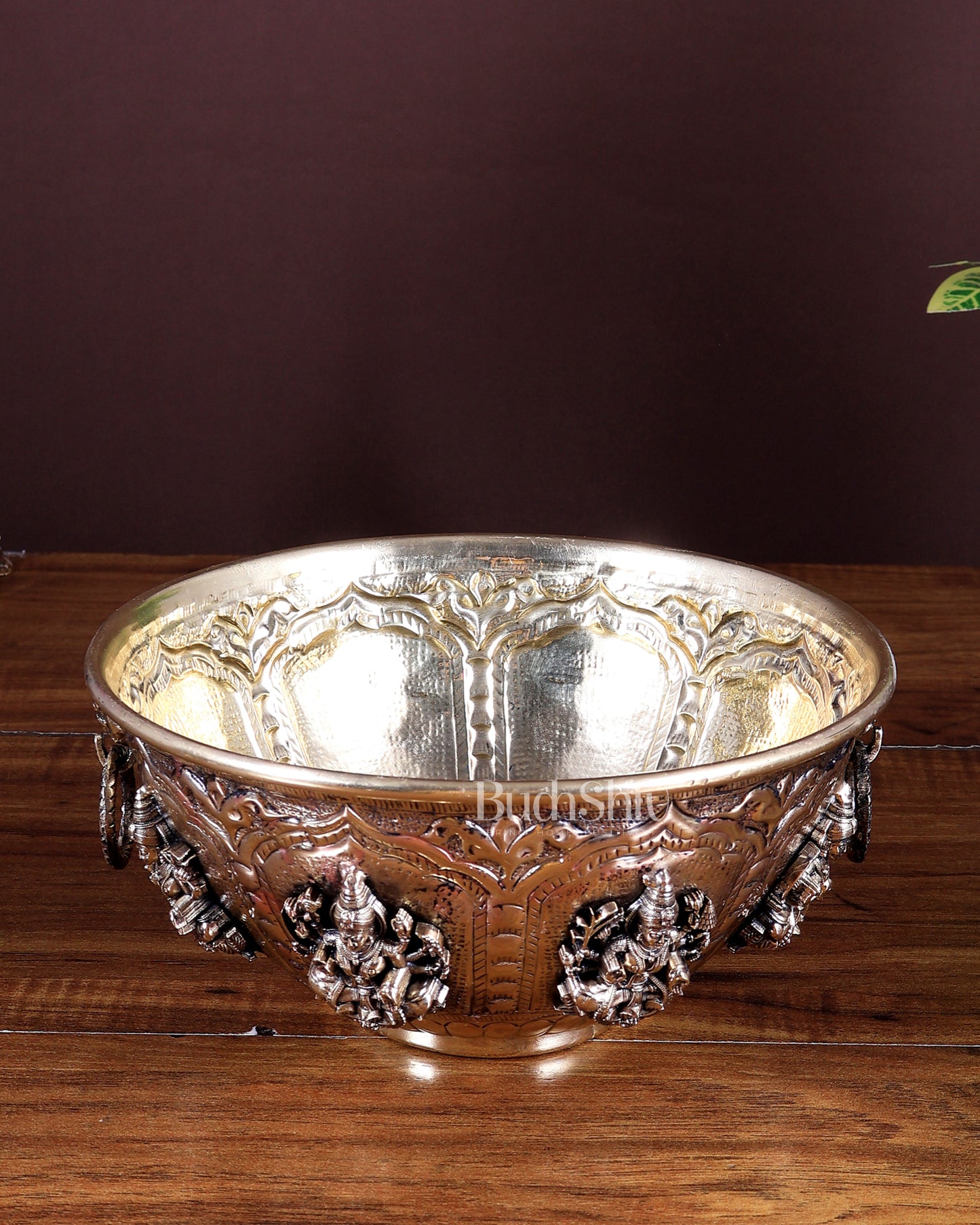 Brass Superfine Ashtalakshmi Bowl | Sacred Pooja Ritual Bowl (8 Inch)