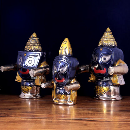 Brass Jagannath Puri Idol Set of Three (Temple Deities) 18 inch