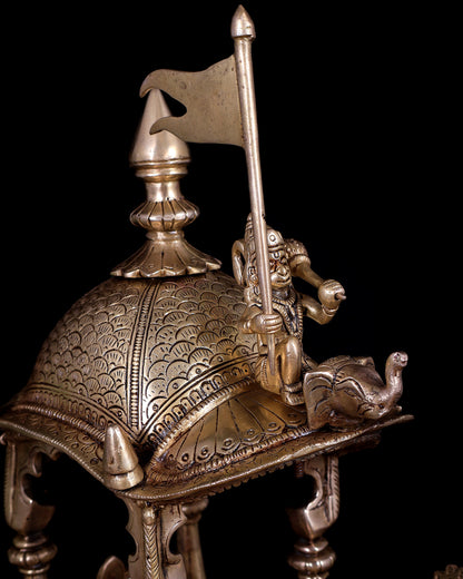 Pure Brass Gita Updesh Krishna Arjun Rath Statue 16" | Large Mahabharat Showpiece