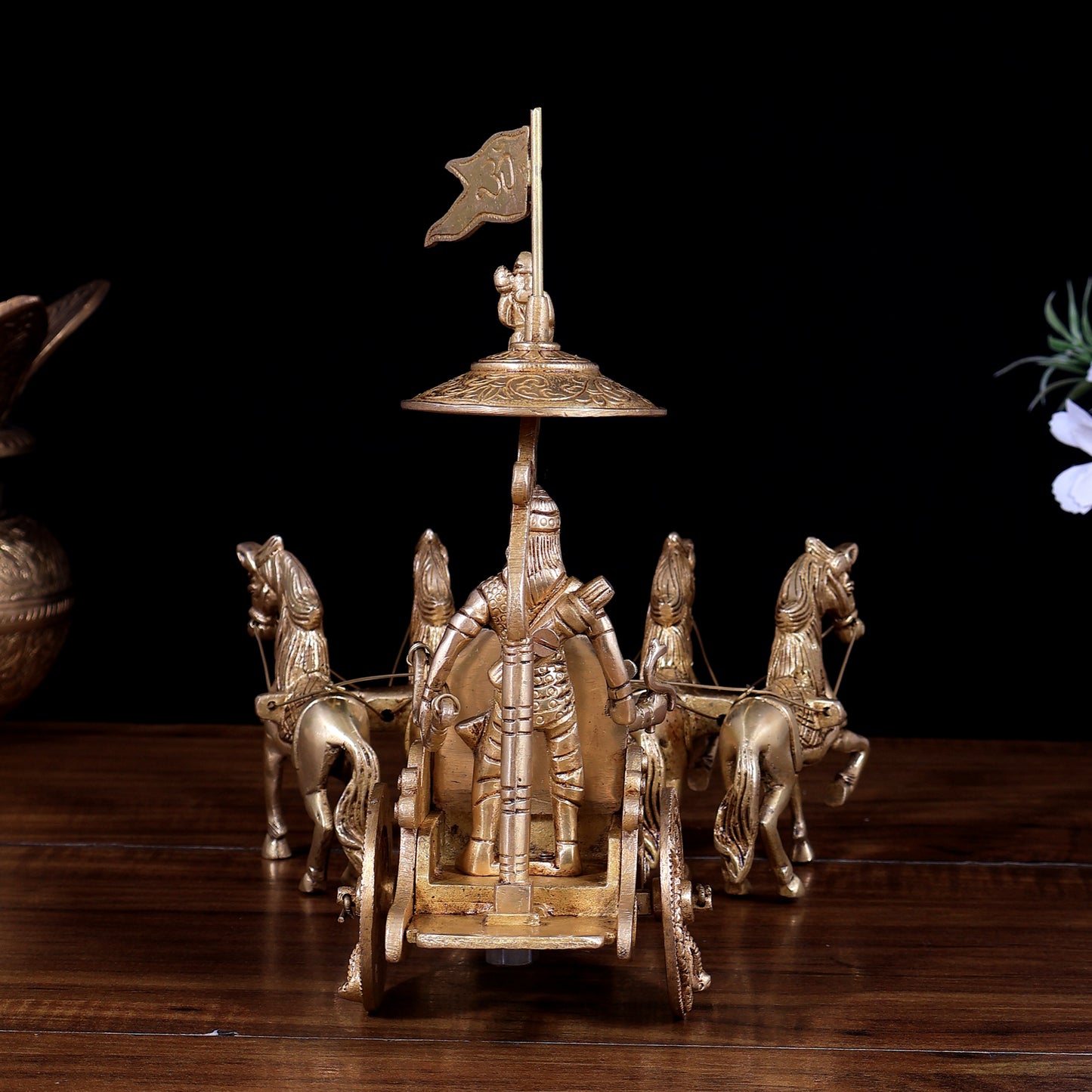 Brass Geeta Updesh Krishna and Arjun Rath Idol 9.5 inch