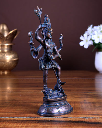 Pure Brass Standing Shiva Kaala Samahara Murti Idol antique bronze tone 6.5"