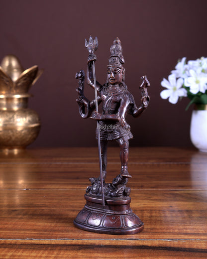 Pure Brass Standing Shiva Kaala Samahara Murti Idol antique copper tone 6.5"