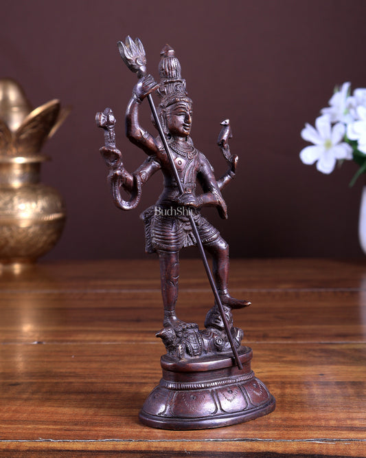 Pure Brass Standing Shiva Kaala Samahara Murti Idol antique copper tone 6.5"