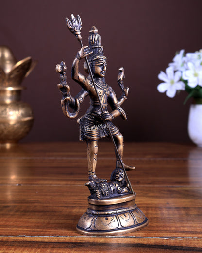 Pure Brass Standing Shiva Kaala Samahara Murti Idol antique brass tone 6.5"